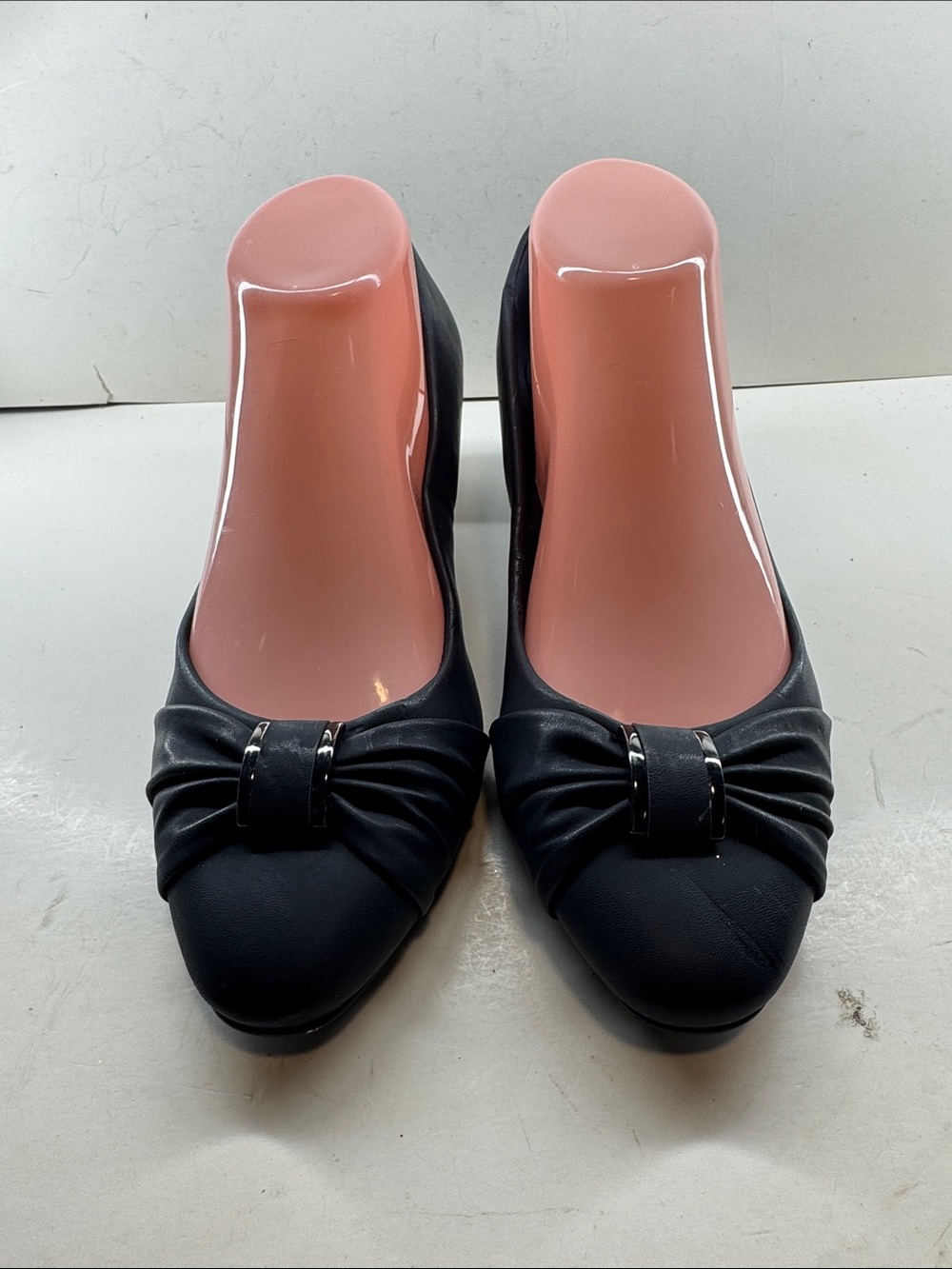 Women's Black Slip-On Flats with Decorative Buckle